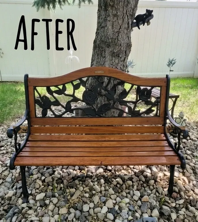 After: Completely restored custom cedar deck with swing chair