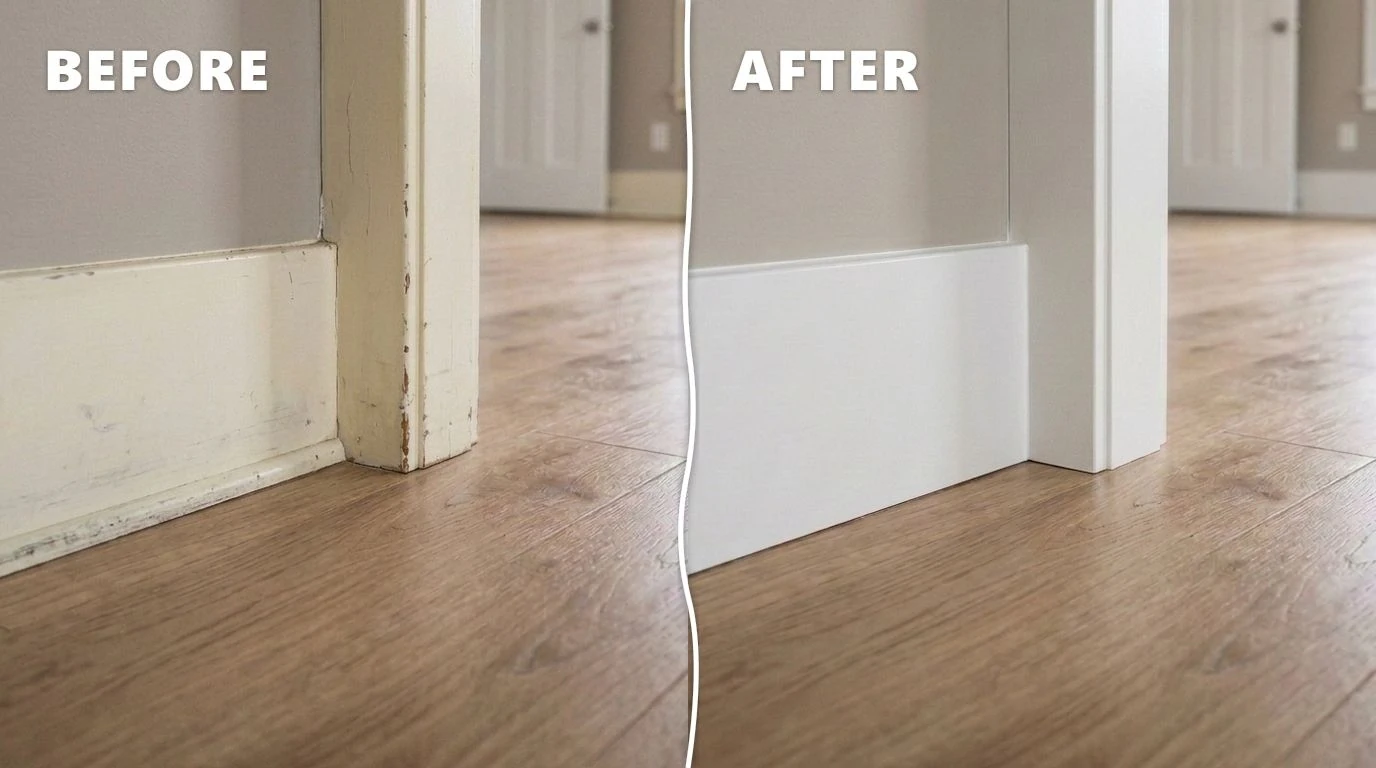 Baseboard, trim, and doorway painting detail